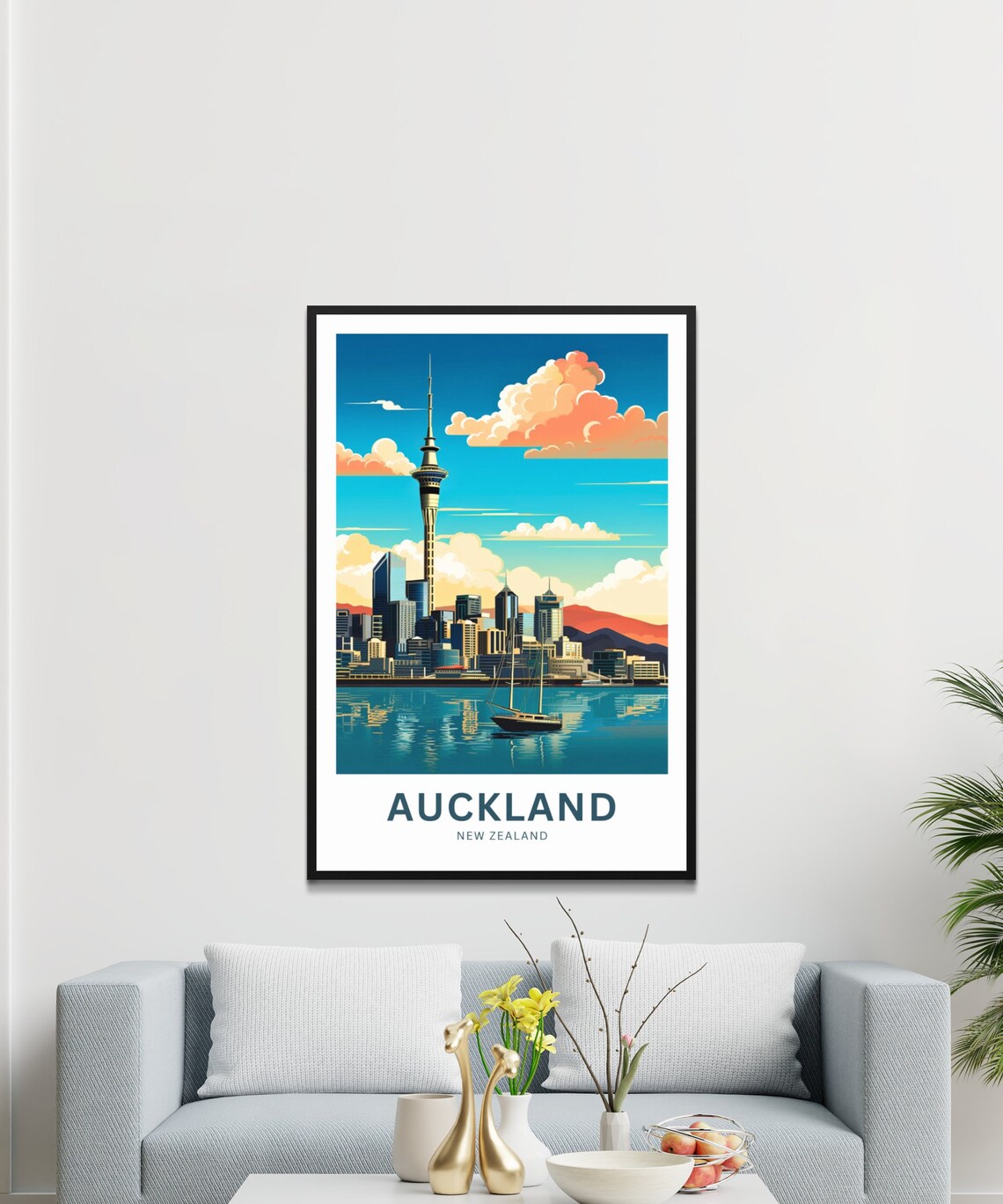 Auckland Personalized Sky Tower Skyline New Zealand Travel Poster - Image 3