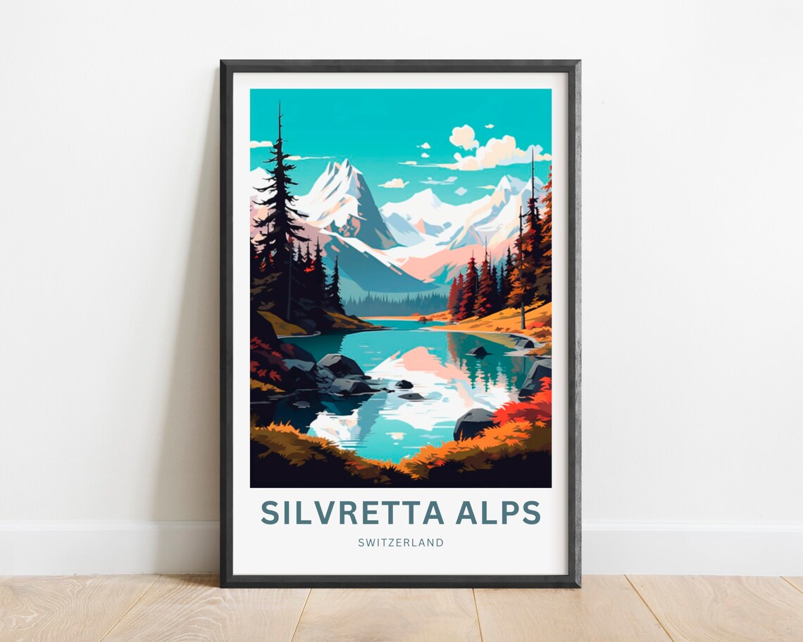 Silvretta Alps Switzerland Alpine Lake Autumn Glow Travel Poster