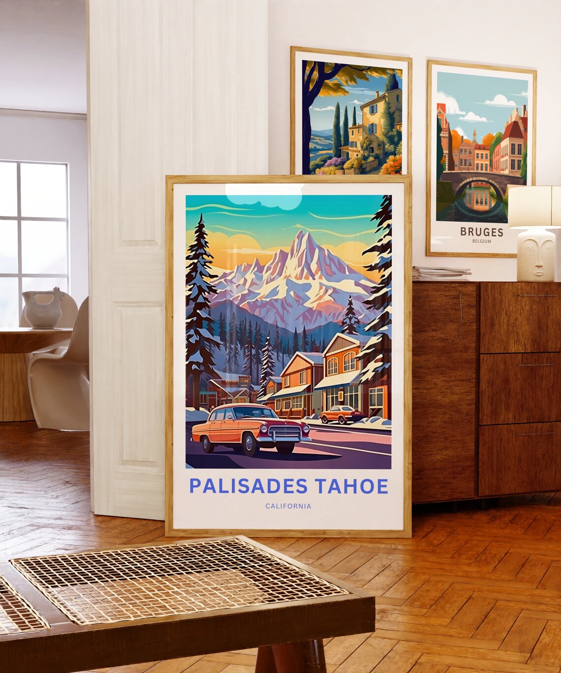Palisades Tahoe Retro Village Street Personalized Ski Poster - Image 5