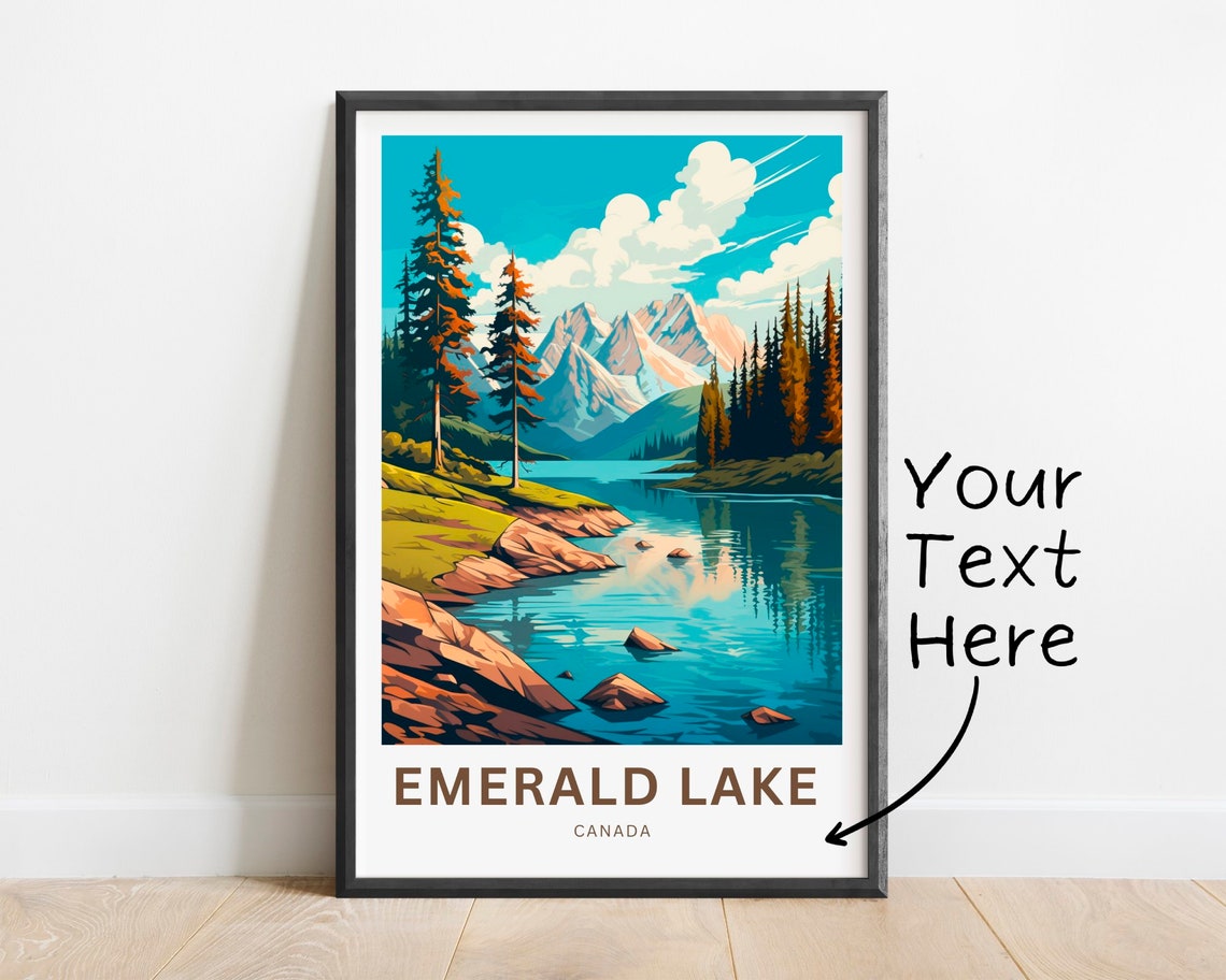 Personalized Emerald Lake Canada Rocky Lakeshore Custom Travel Poster