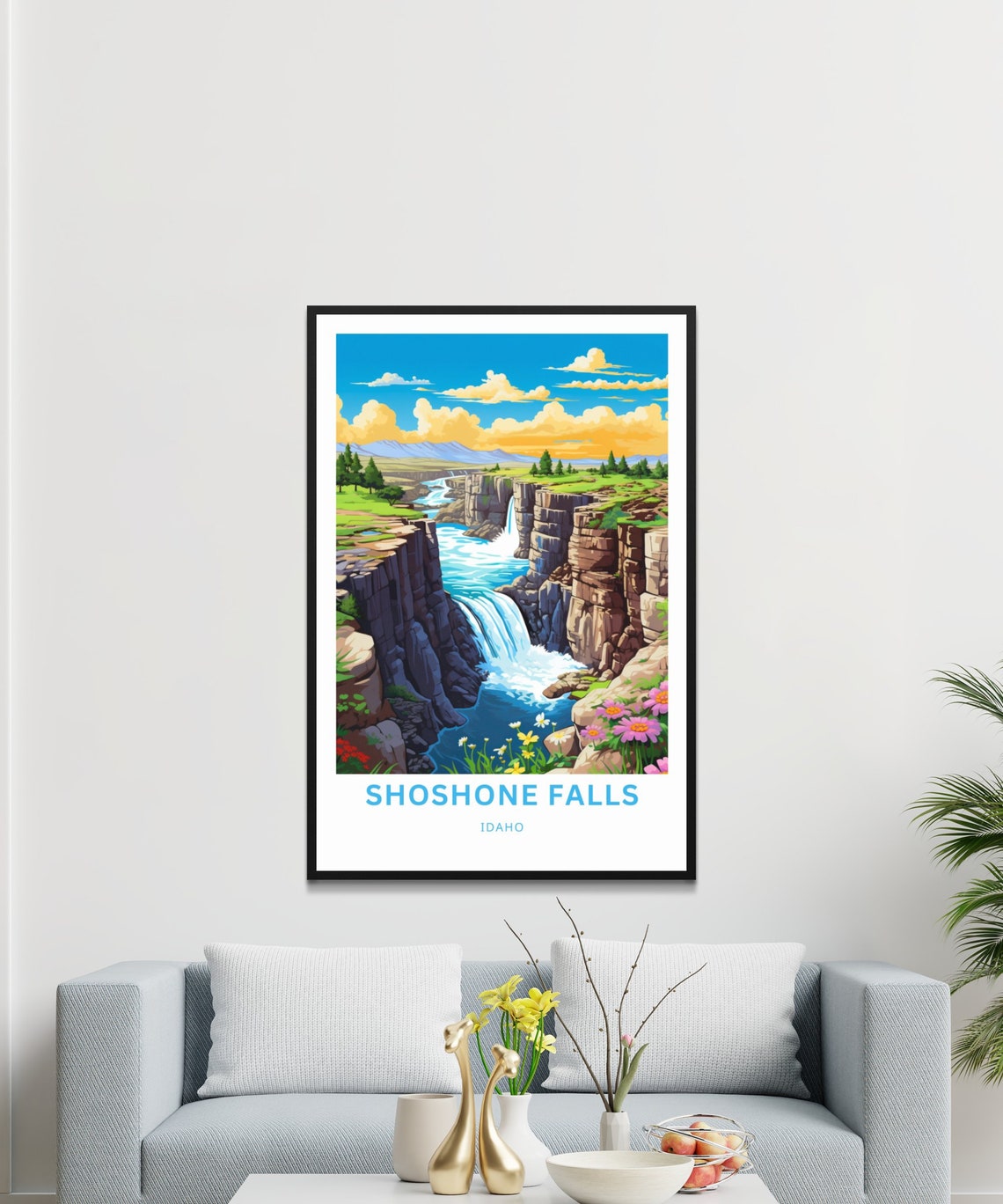 Shoshone Falls Idaho Canyon Waterfalls Vista Custom Text Poster - Image 3