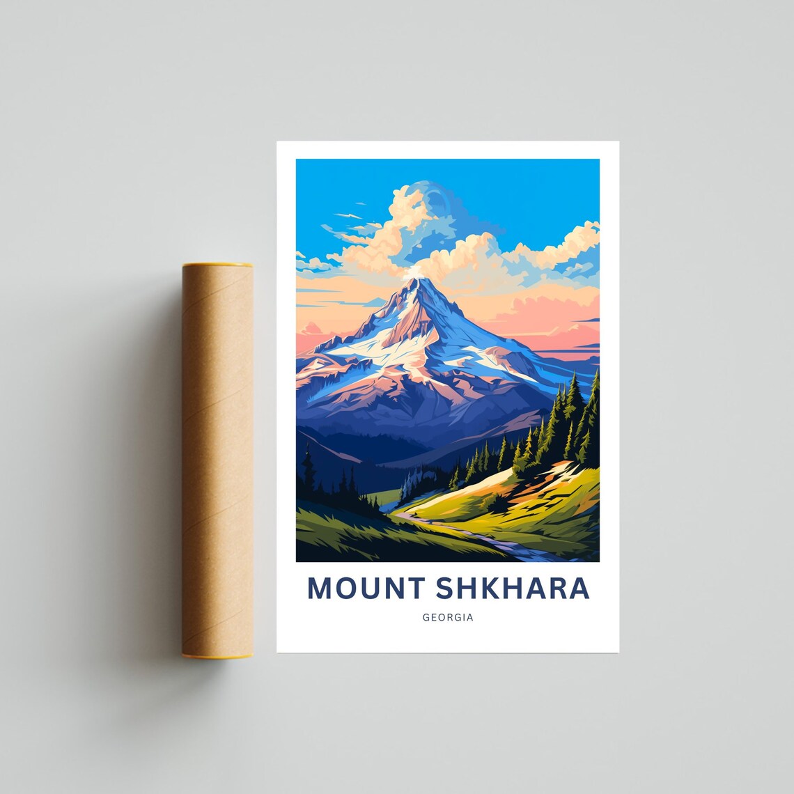 Mount Shkhara Pink Sunrise Glacier Personalized Georgia Poster - Image 4