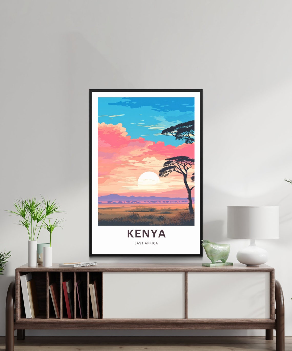Kenya East Africa Savanna Sunset Custom Text Personalized Poster - Image 2