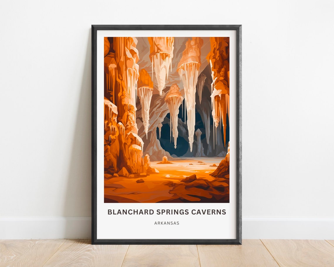 Blanchard Springs Caverns Arkansas Stalactites Travel Poster
