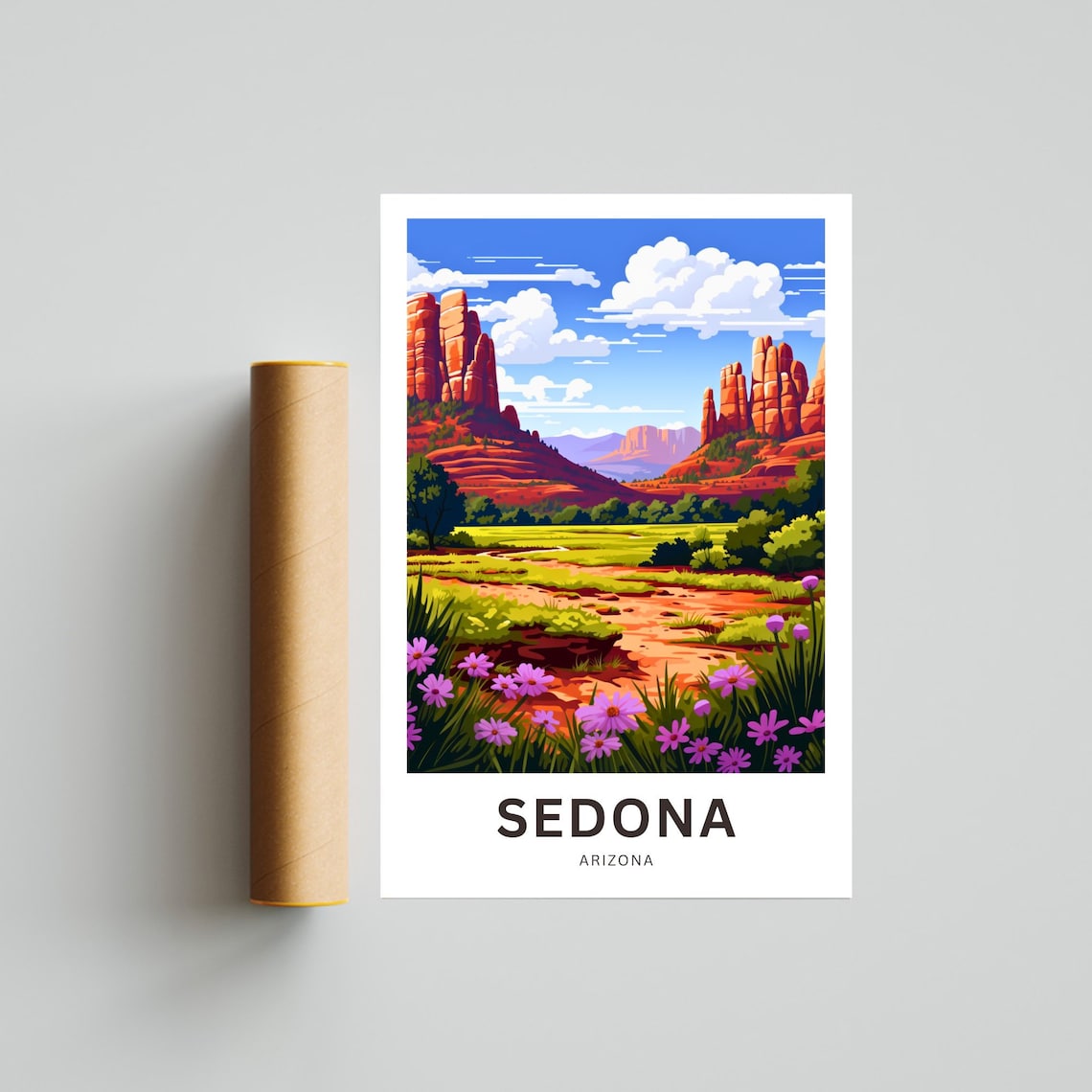 Personalized Sedona Arizona Poster with Red Rock Desert Scenery Art - Image 4