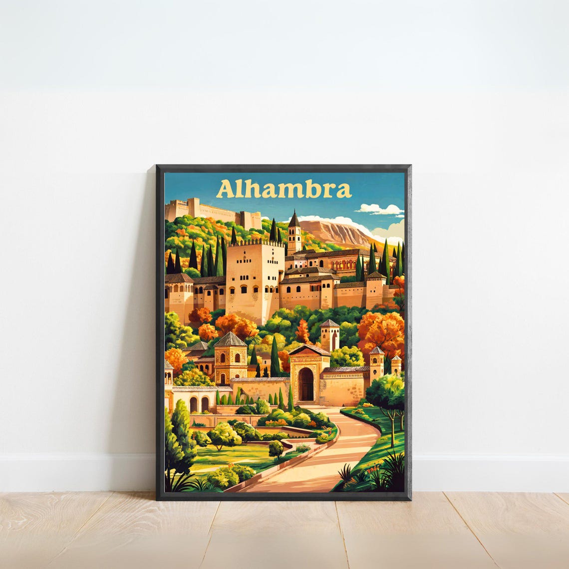 Alhambra Granada Vintage Palace Gardens Moorish Architecture Poster