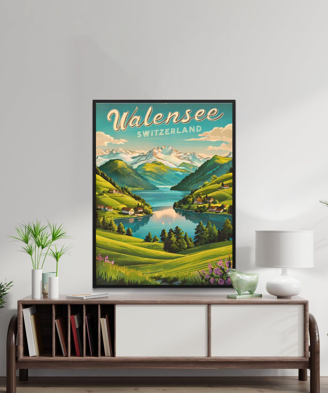 Walensee Switzerland Alpine Lake Valley Snowy Mountain Peaks Poster - Image 2