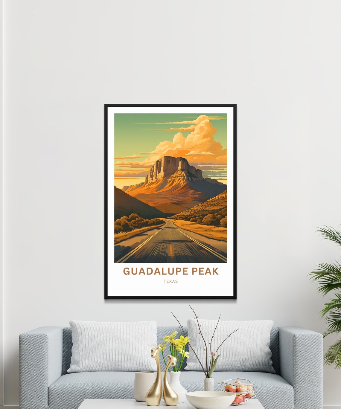 Guadalupe Peak Texas Desert Highway Sunset Mesa Travel Poster - Image 4