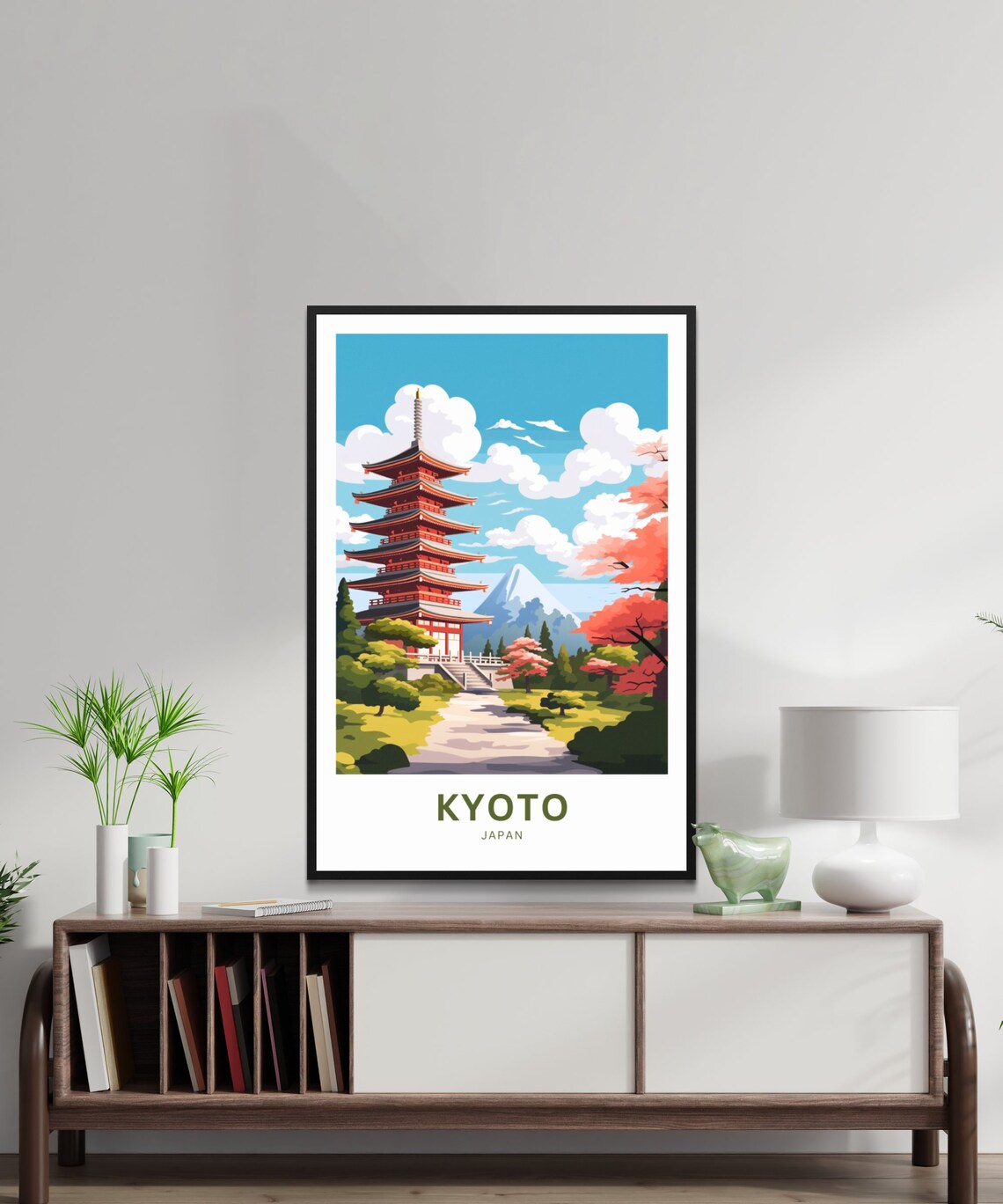 Kyoto Japan Red Pagoda Temple Autumn Maple Garden Travel Poster - Image 2