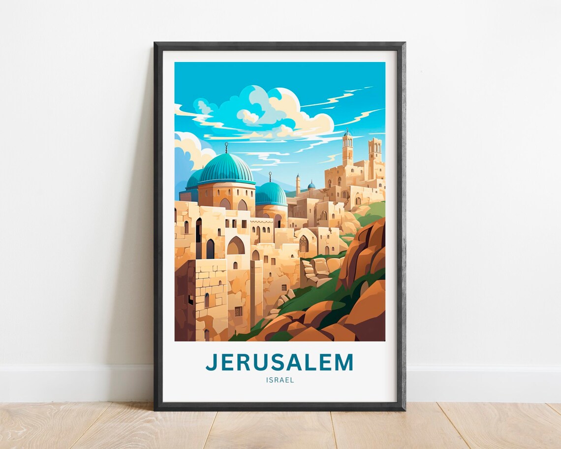 Jerusalem Israel Historic Old City Walls Holy Land Travel Poster
