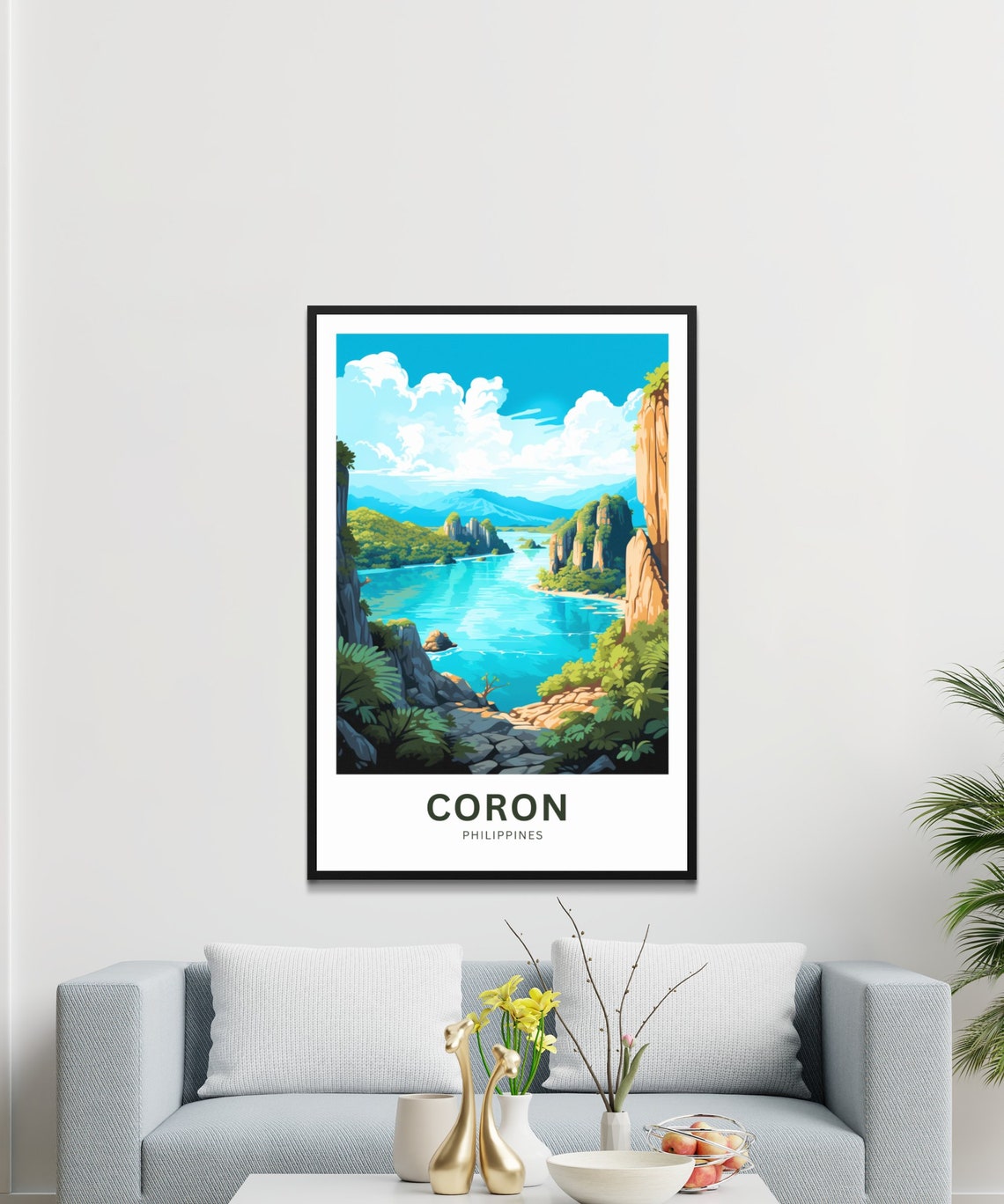 Coron Philippines Turquoise Lagoon Limestone Cliffs Travel Poster - Image 3