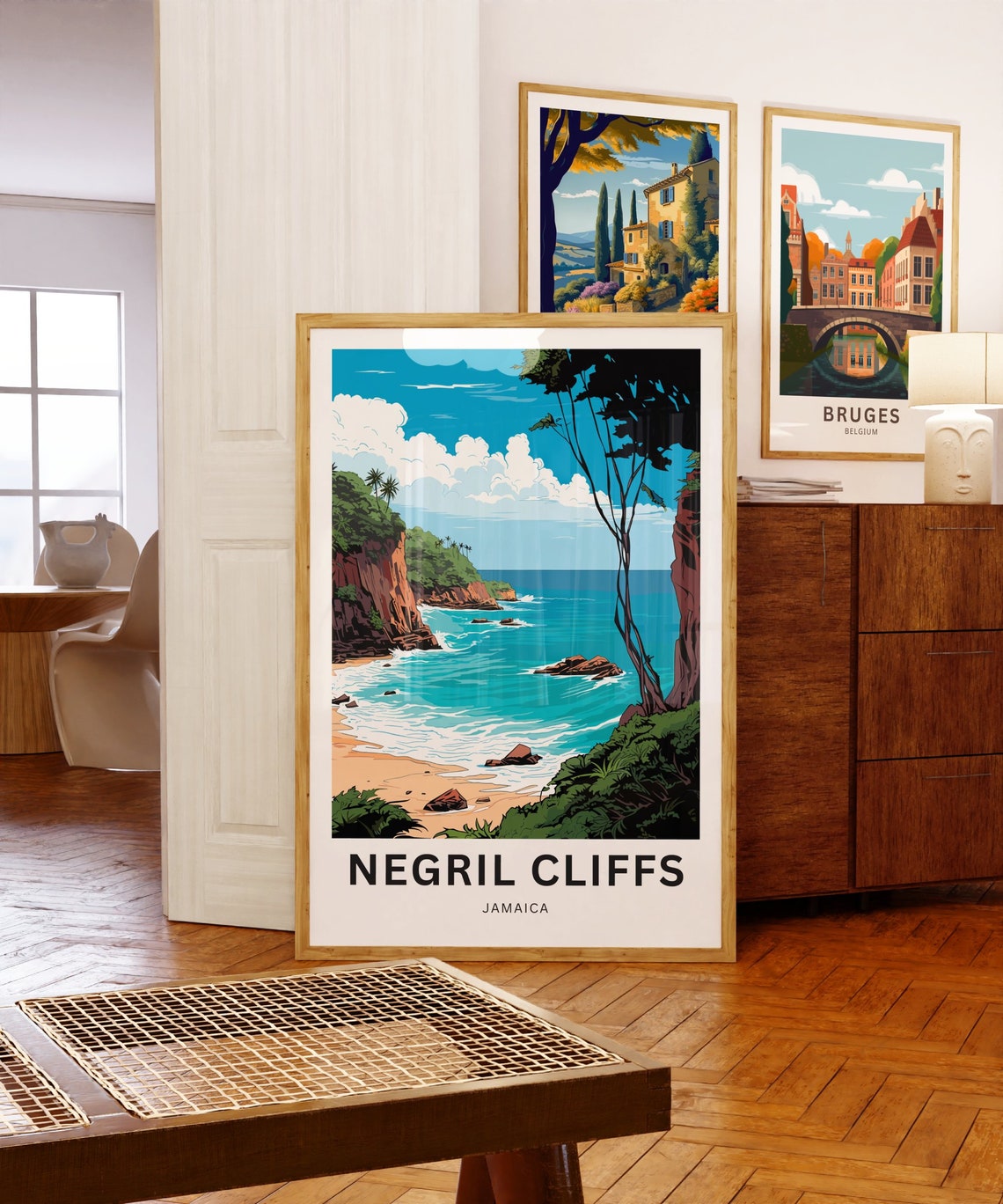 Negril Cliffs Travel Print Negril Cliffs Poster Jamaica Wall Art Framed Present Gift United States Present - Image 5