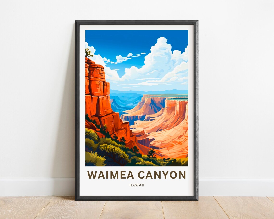 Waimea Canyon Travel Poster, Hawaii Landscape