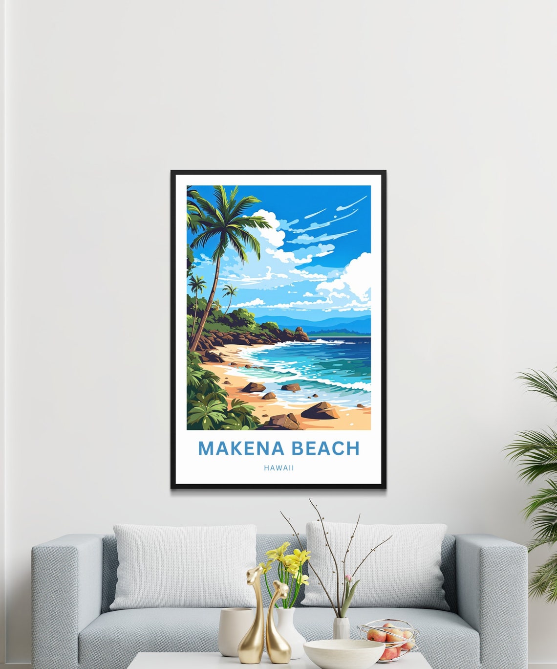 Personalized Makena Beach Hawaii Sandy Shore And Surf Scene Poster - Image 3