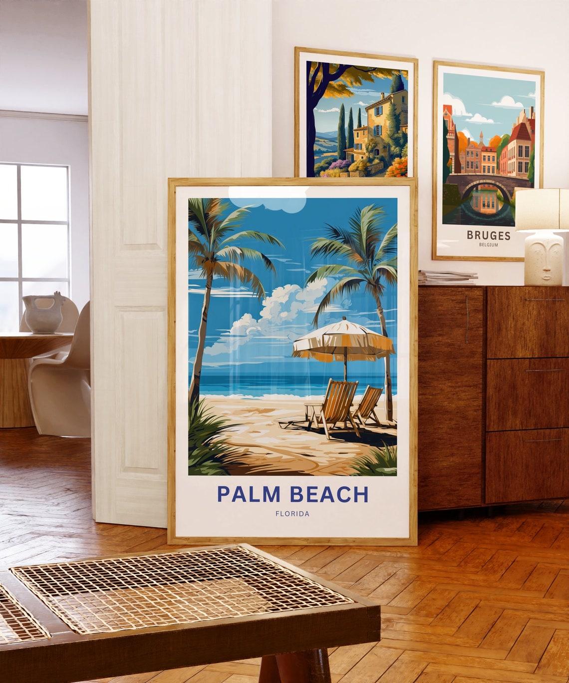 Palm Beach Florida Beach Umbrella Lounge Chairs Scene Poster - Image 5