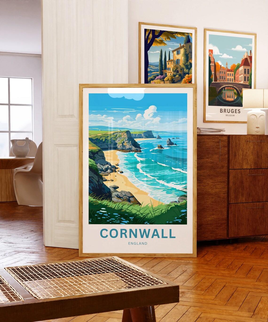 Personalized Cornwall England Coastal Cliffs Travel Poster Gift Art - Image 5