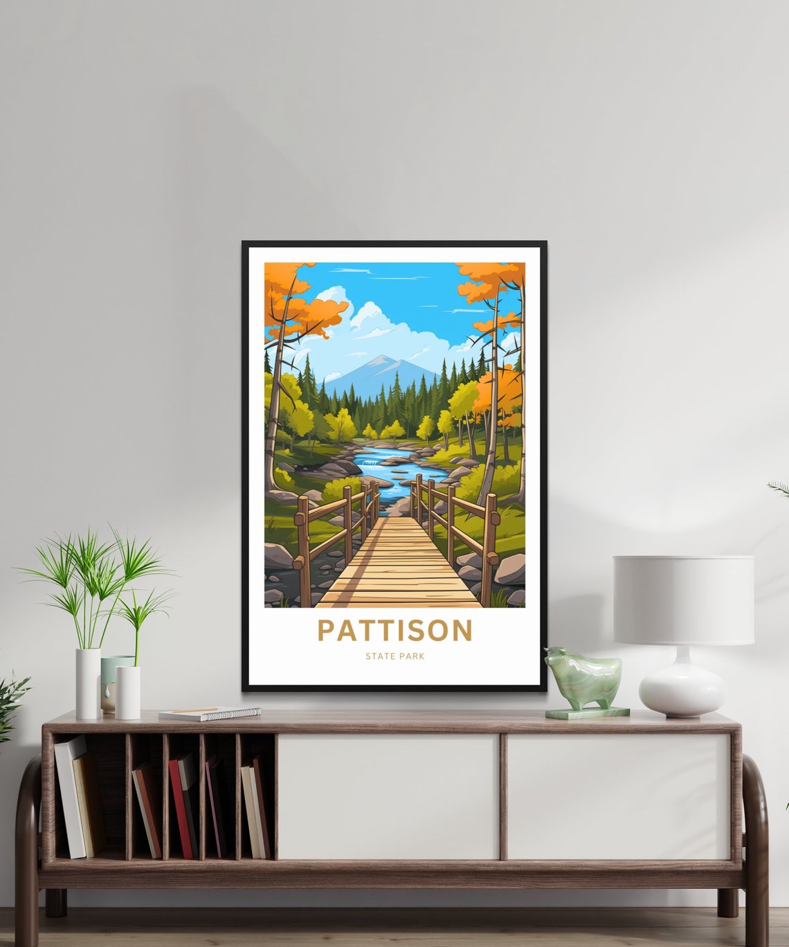 Personalized Pattison State Park Wooden Bridge Forest Stream Poster - Image 2