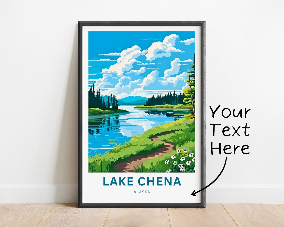 Lake Chena Personalized Alaska Wilderness River Bend Travel Poster