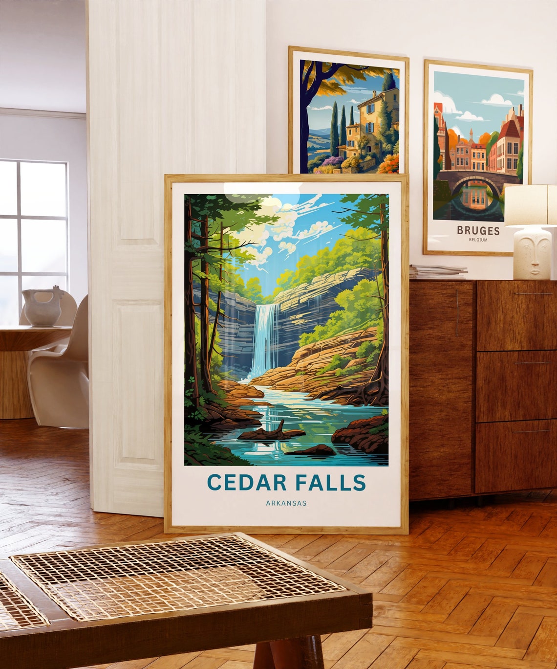 Cedar Falls Arkansas Custom Waterfall Bluff Stream Travel Poster - Image 5