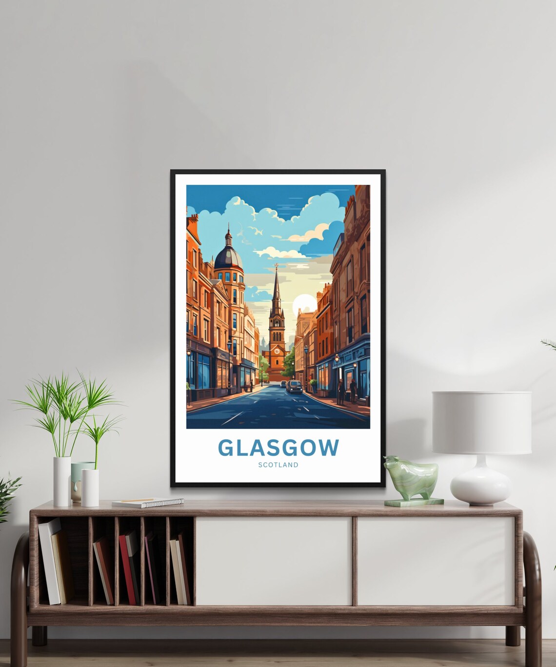 Glasgow Scotland Church Spire Street Personalized Travel Poster - Image 2