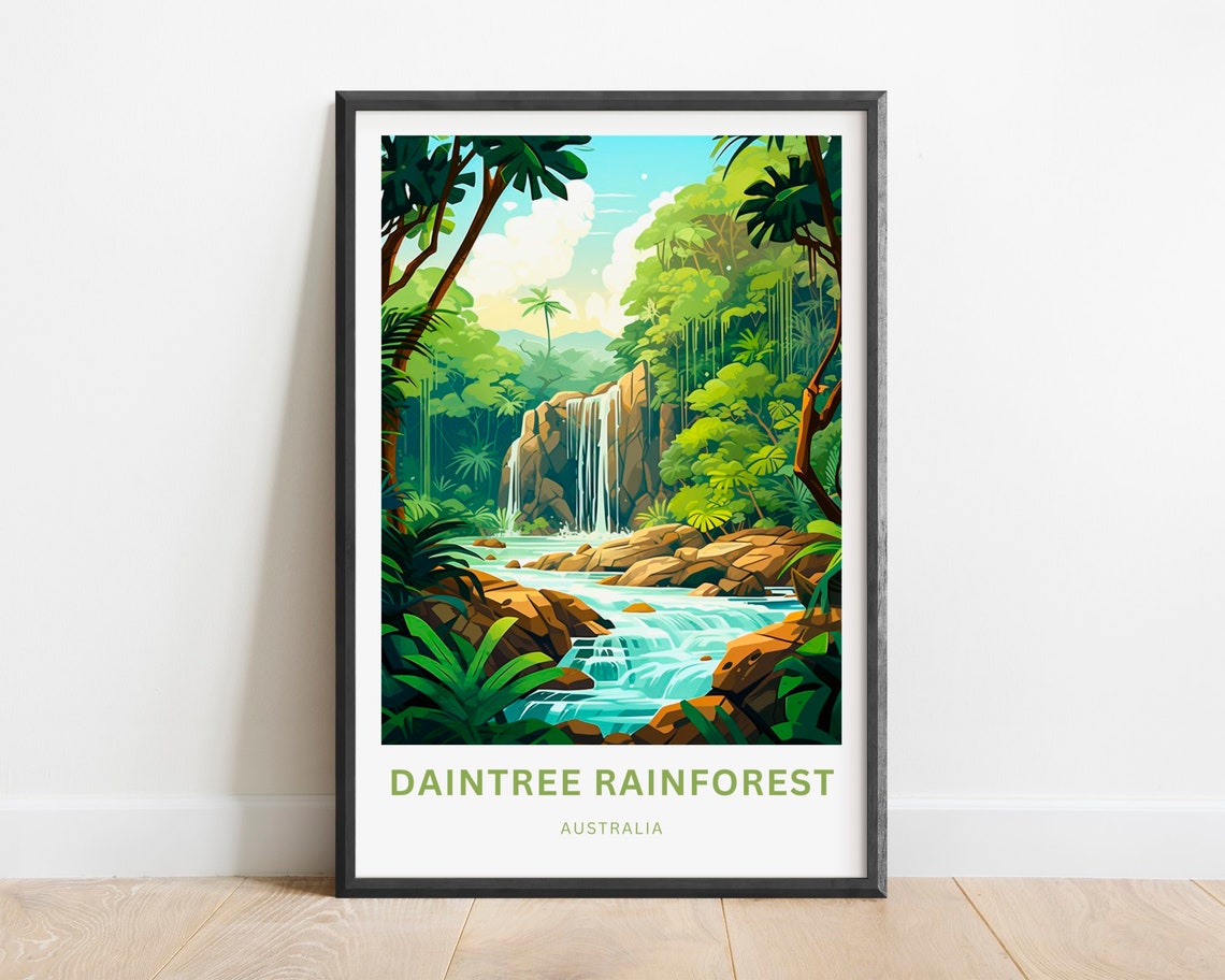 Daintree Rainforest Australia Jungle Waterfall Cascading Stream Poster