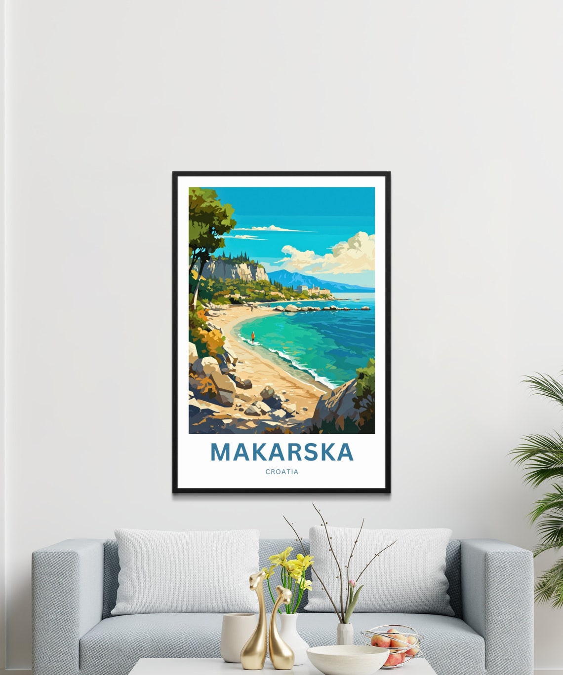 Personalized Makarska Croatia Beach Custom Text Adriatic Travel Poster - Image 3