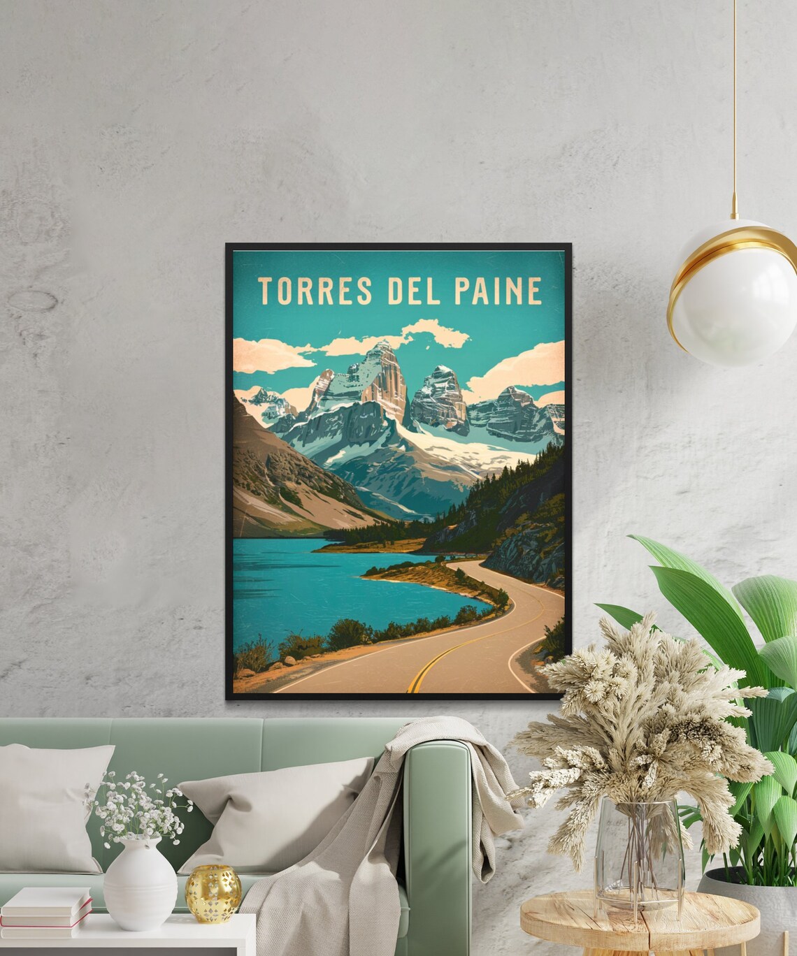 Torres Del Paine Andes Mountains Winding Road Retro Travel Poster - Image 2