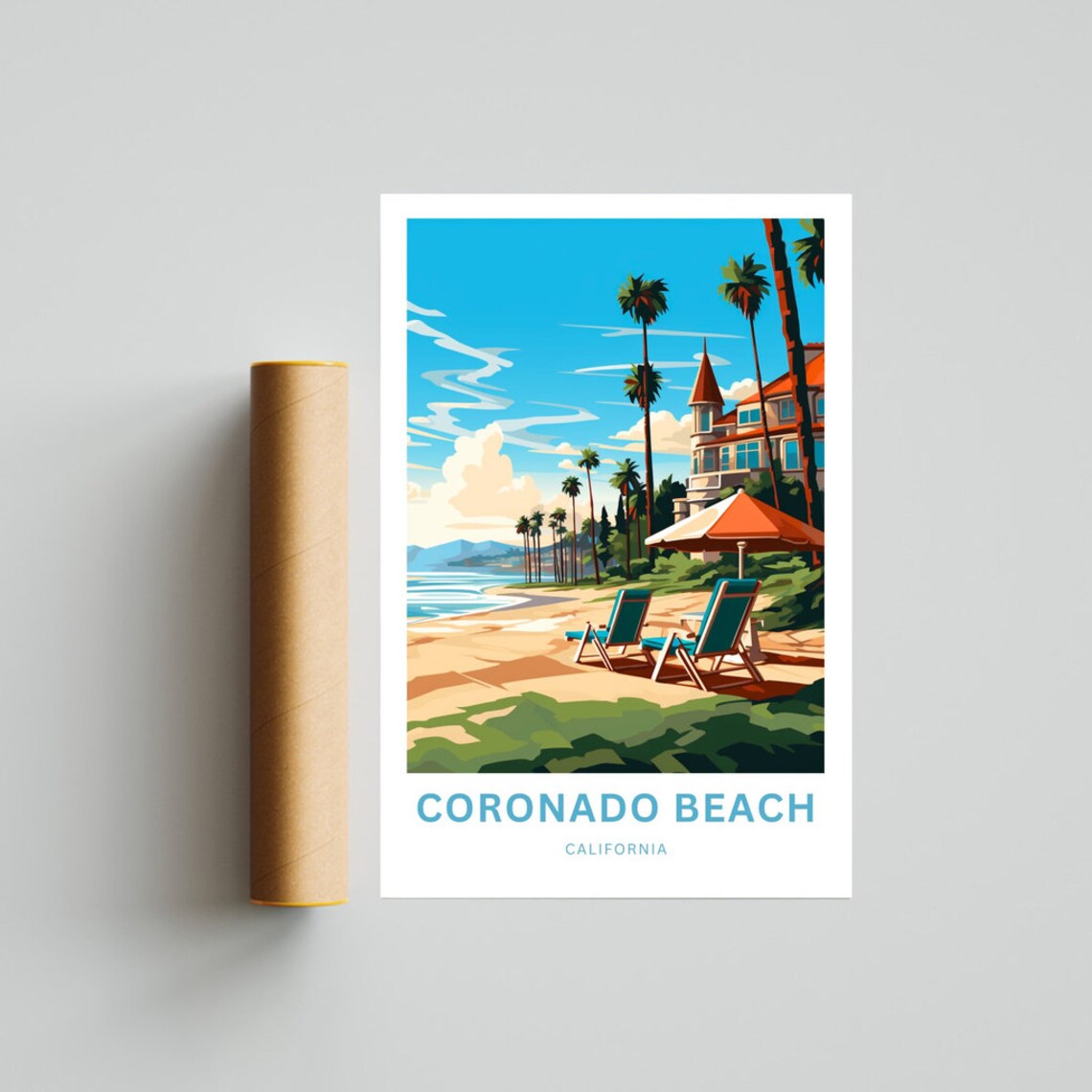 Personalized Coronado Beach California Custom Name Travel Poster - Image 4