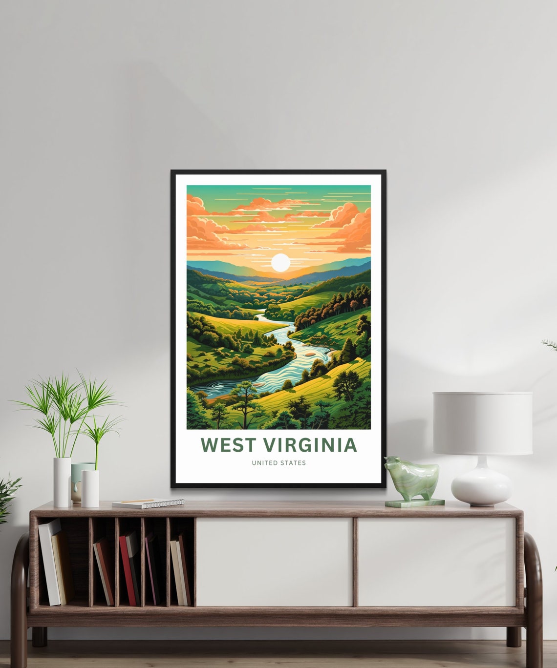 West Virginia Green River Valley Sunset Landscape Travel Poster - Image 2