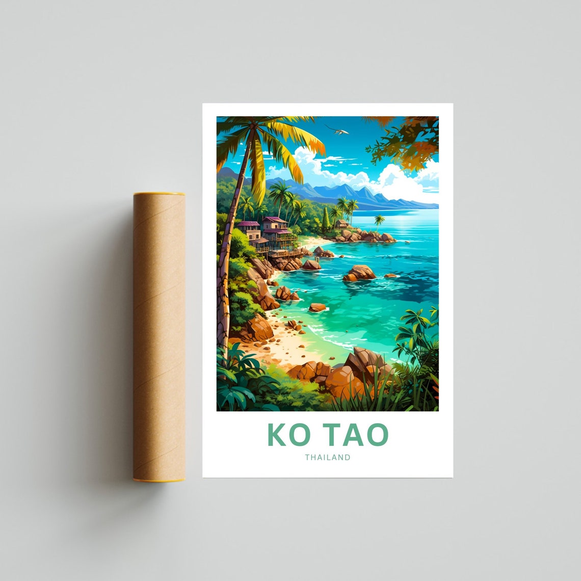 Personalized Ko Tao Thailand Turquoise Cove Custom Travel Poster - Image 4