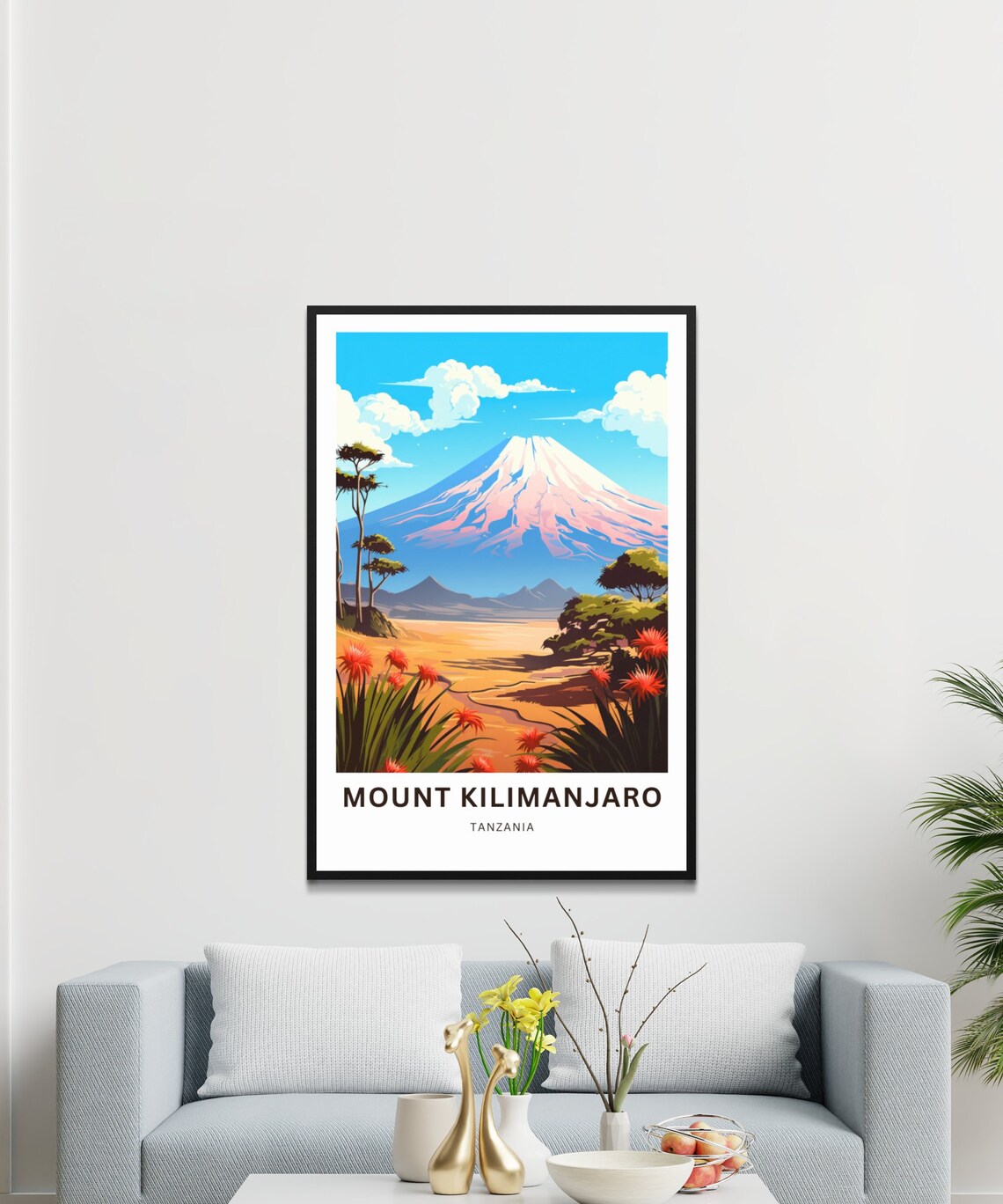 Mount Kilimanjaro Snow Capped Peak Tanzania Safari Art Poster - Image 3