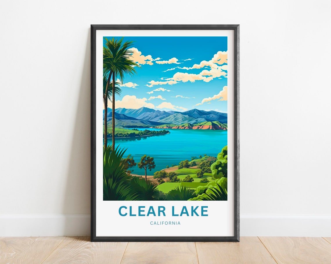 Clear Lake California Mountain Lake Palms Scenic Travel Poster