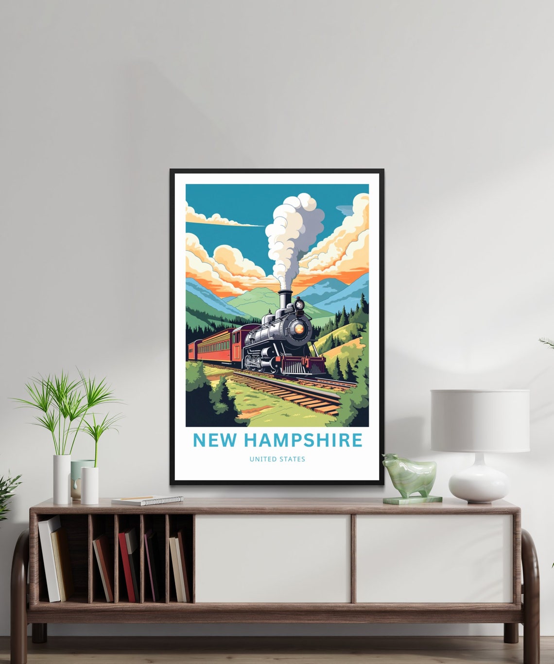 New Hampshire Personalized Steam Train Mountain United States Poster - Image 2