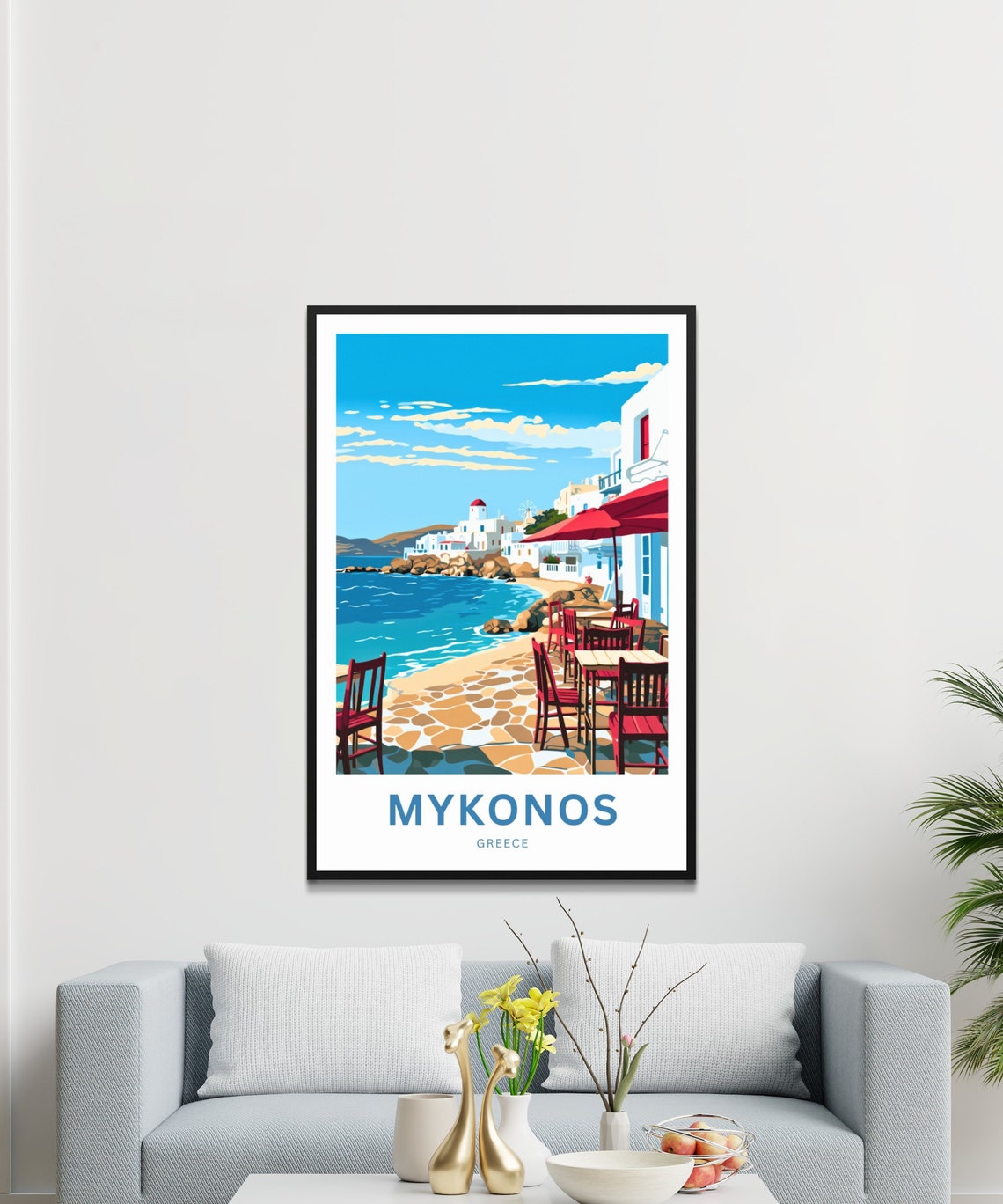 Mykonos Greece Waterfront Taverna Harbor Vintage Travel Poster - Image 3