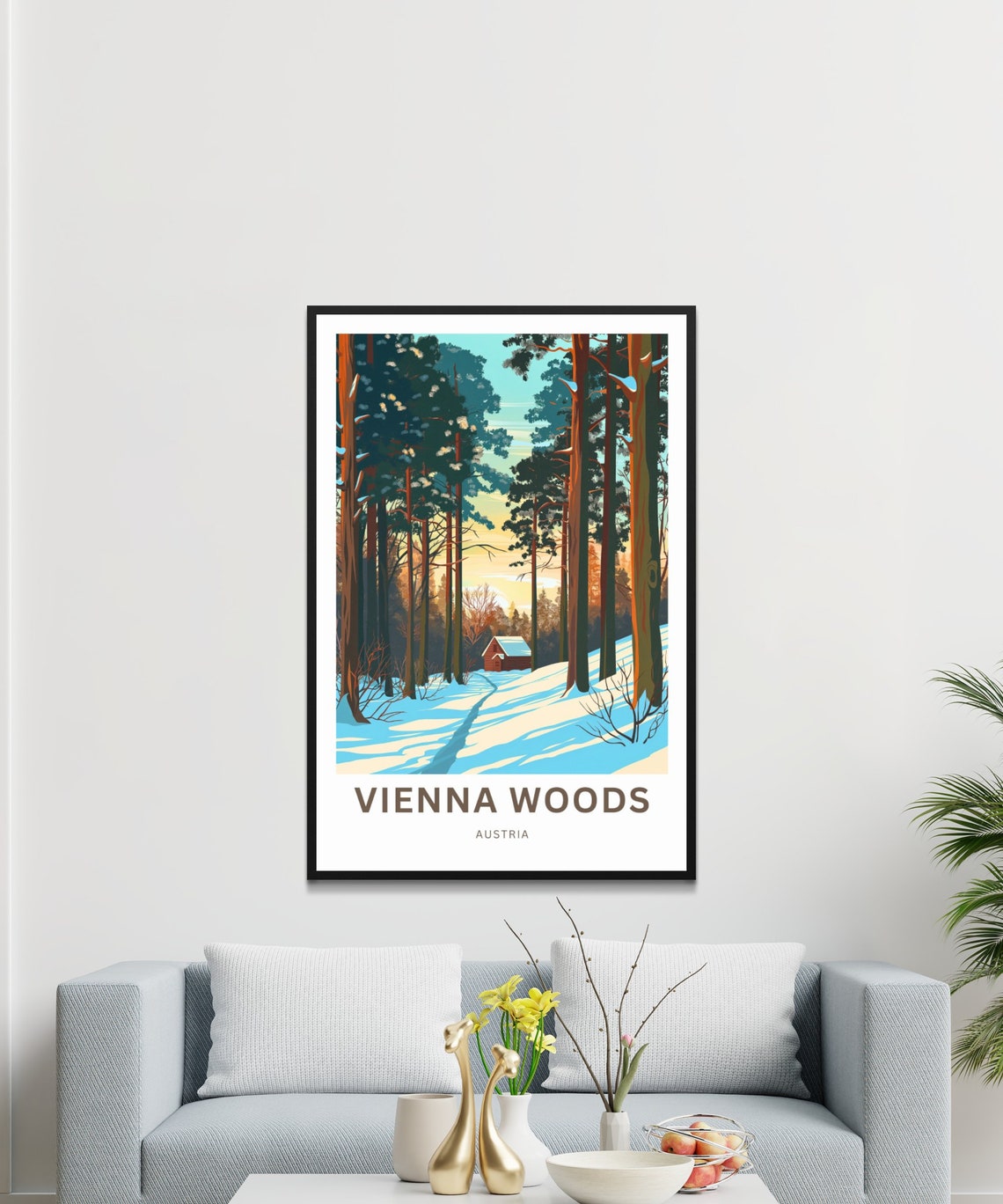 Personalized Vienna Woods Austria Snowy Cabin Custom Gift Poster - Image 3