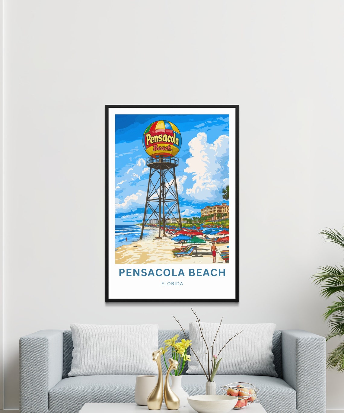 Pensacola Beach Florida Water Tower Beach Ball Landmark Poster - Image 3