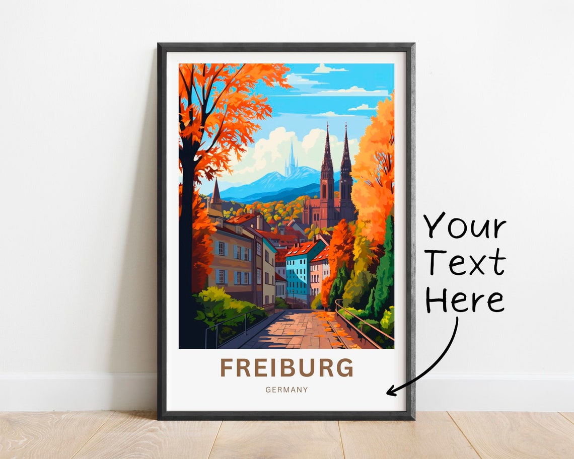 Personalized Freiburg Germany Autumn Cathedral Travel Poster