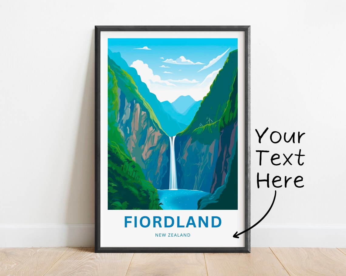 Fiordland Personalized New Zealand Tall Waterfall Gorge Poster