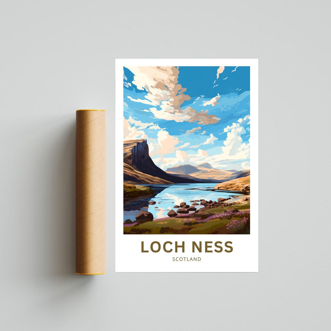 Loch Ness Misty Lake Scottish Highlands Scotland Travel Poster - Image 4