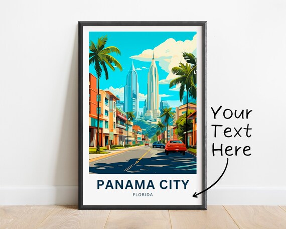 Personalized Panama City Florida Palm Street Custom Text Travel Poster