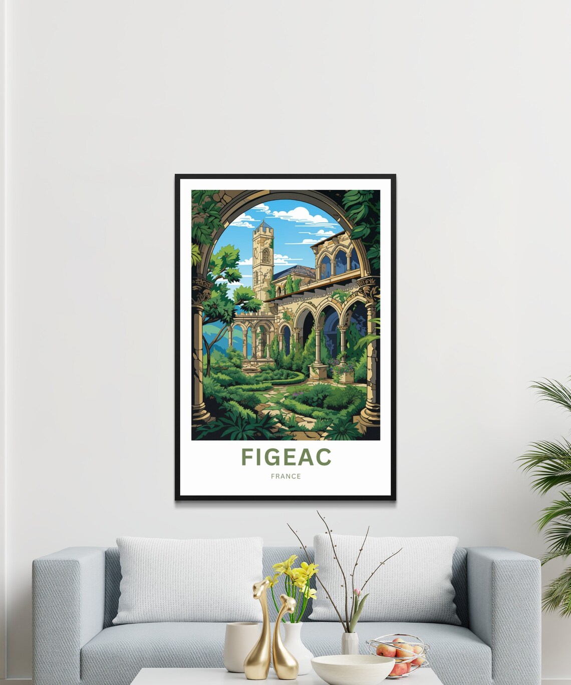 Figeac France Medieval Cloister Arches Stone Garden Travel Poster - Image 3