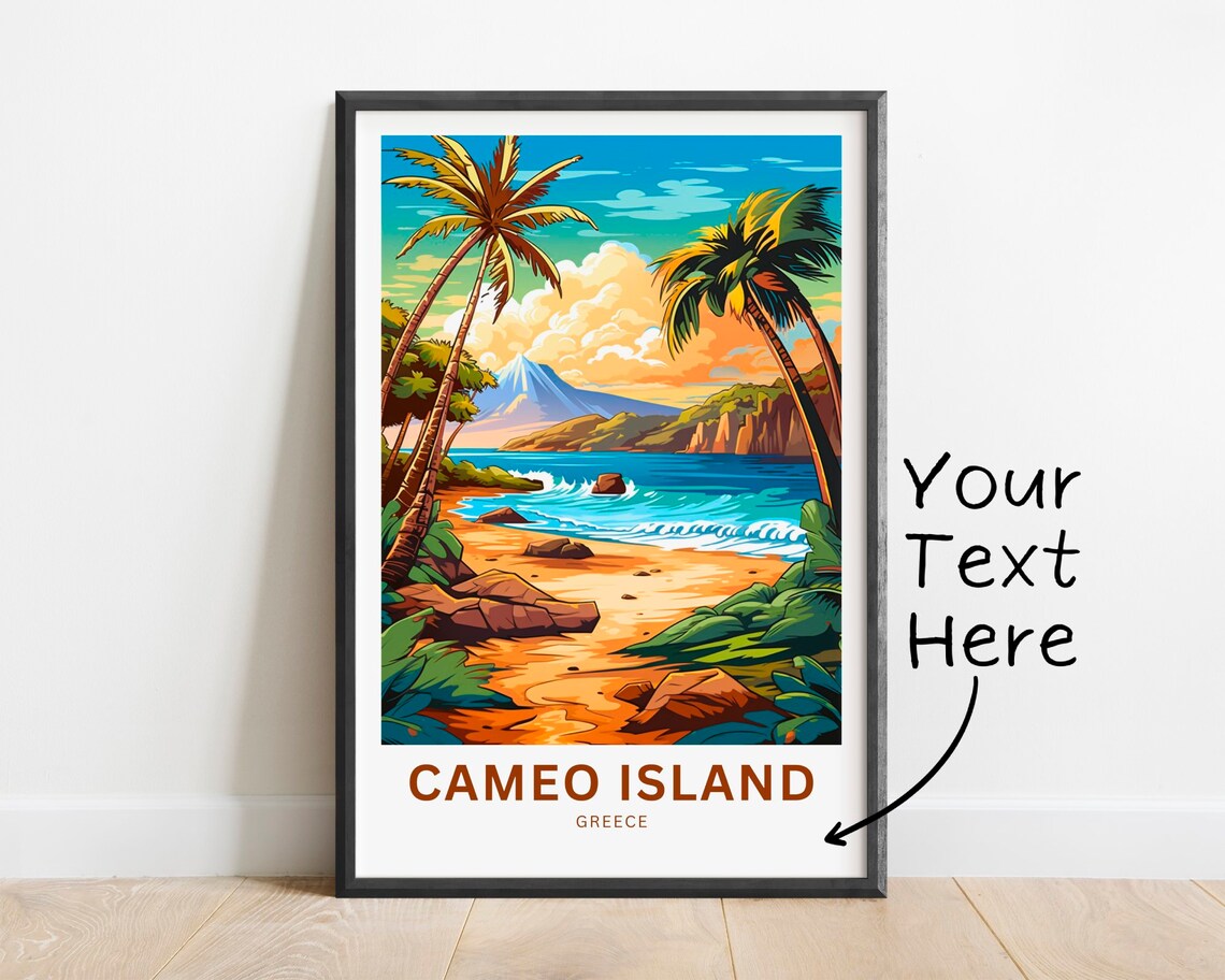 Cameo Island Greece Custom Tropical Volcano Beach Travel Poster