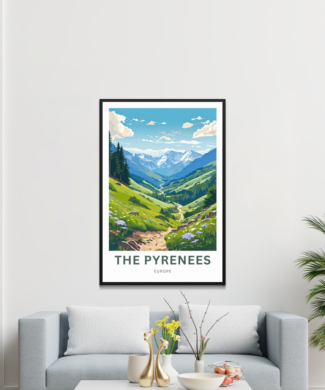 The Pyrenees Mountain Valley Wildflower Vintage Travel Poster - Image 2