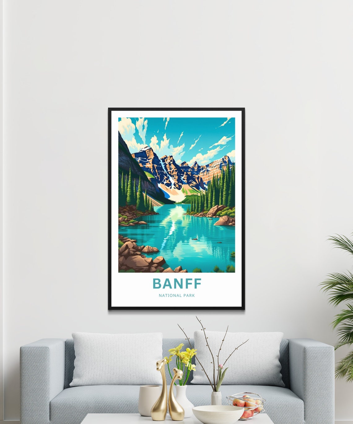 Personalized Banff National Park Turquoise Lake Custom Text Poster - Image 3