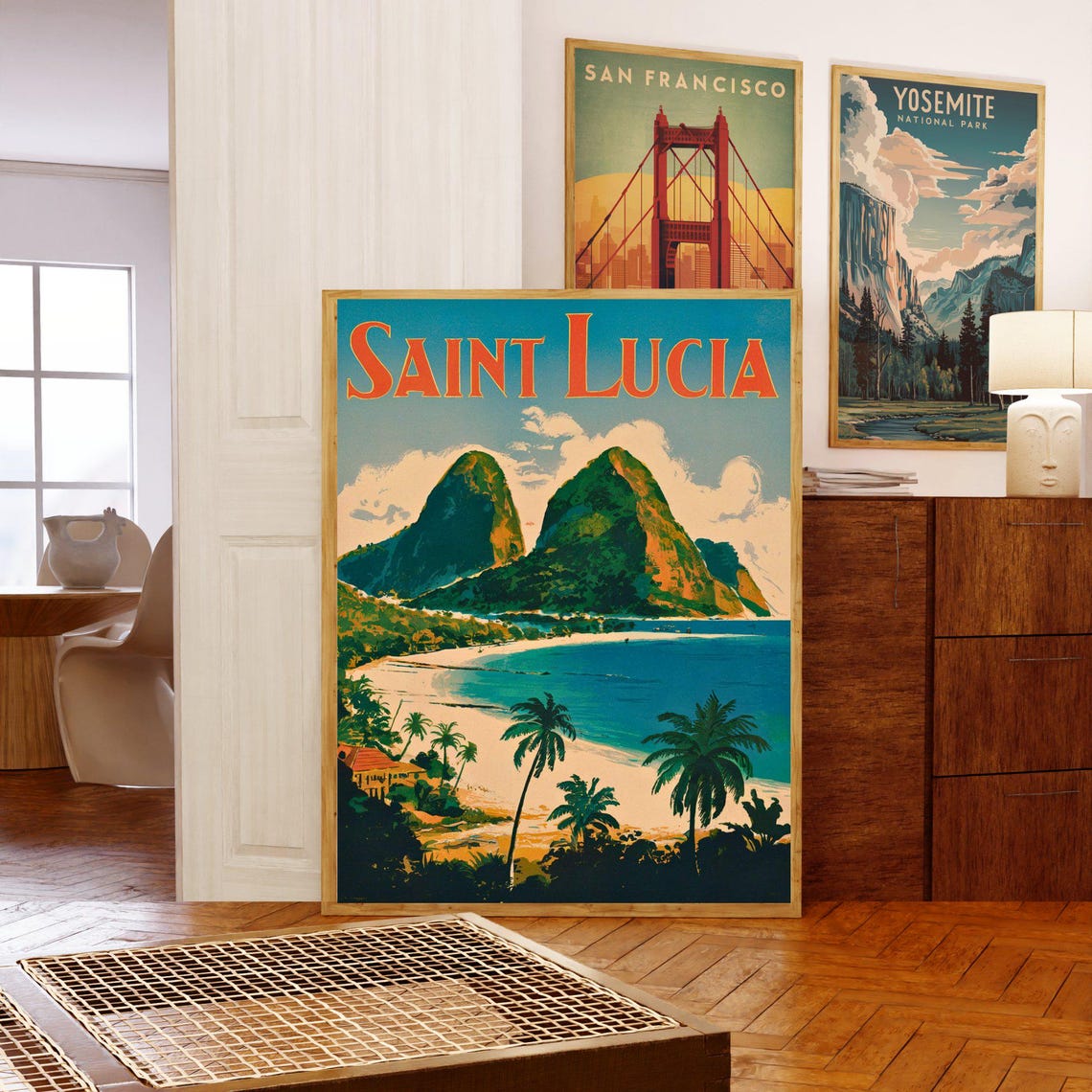 Saint Lucia Vintage Travel Poster Saint Lucia Print Caribbean Wall Art Framed Gift Caribbean Present - Image 3