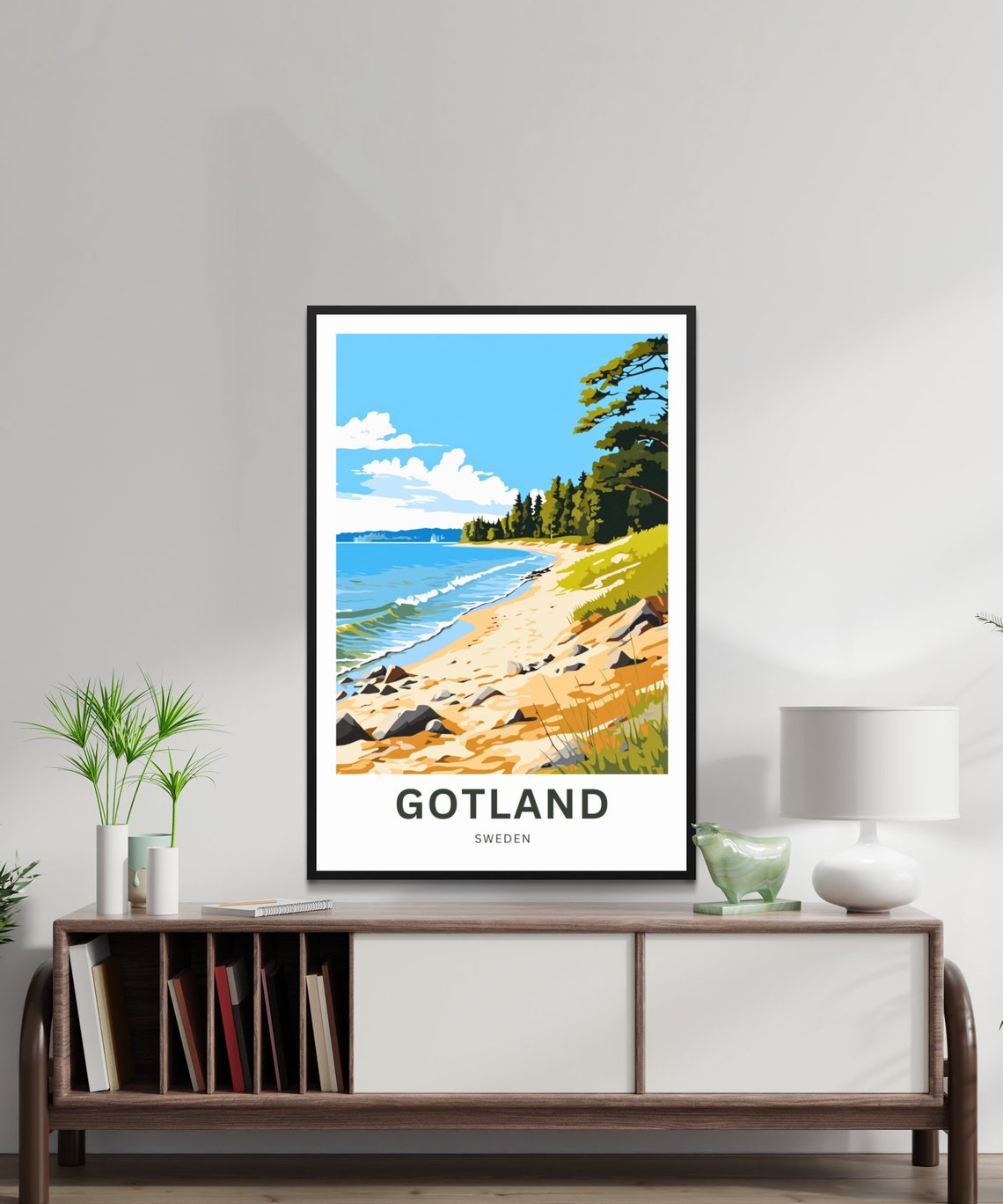 Gotland Sweden Rocky Shoreline Forest Beach Scenic Travel Poster - Image 2