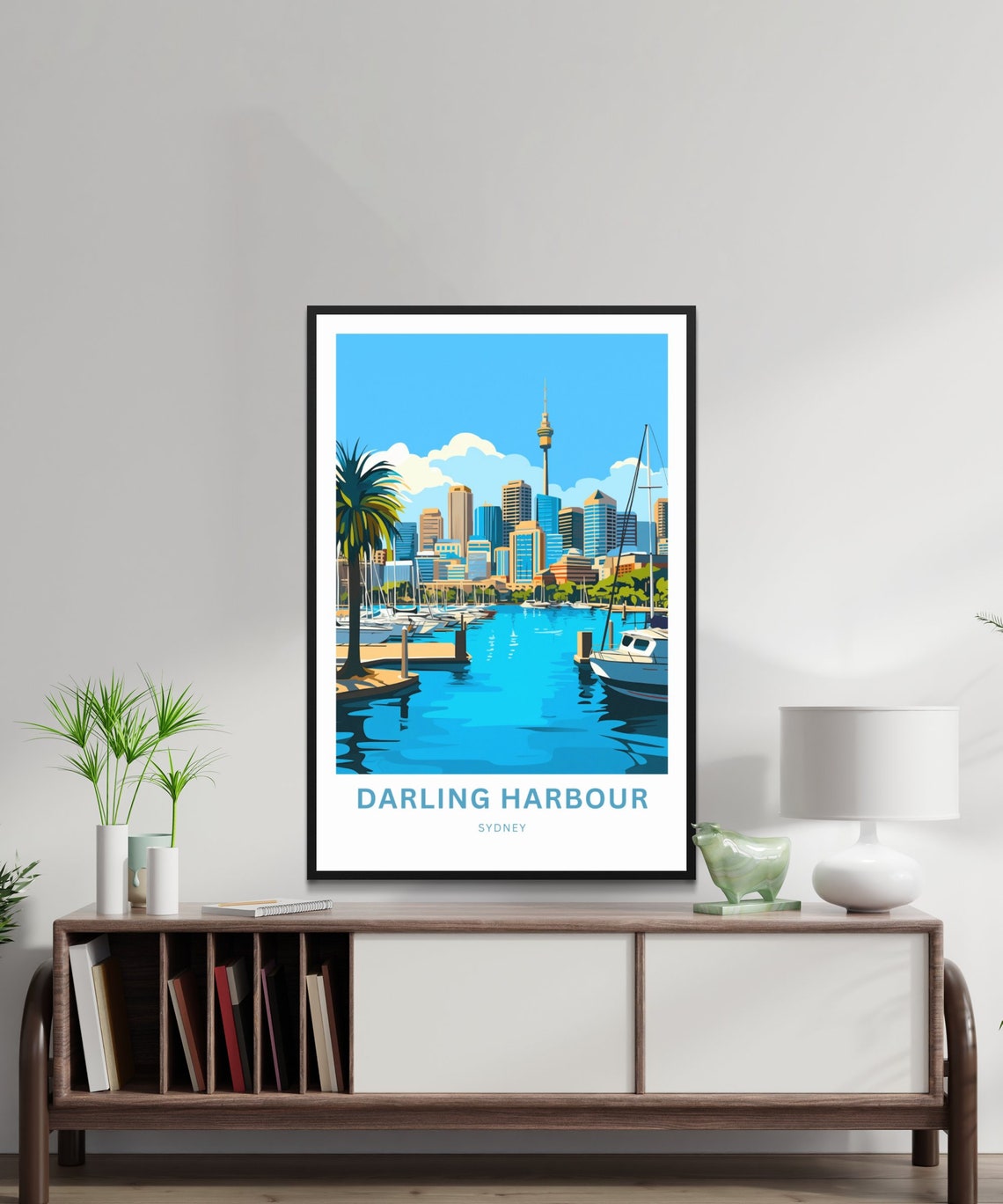 Personalized Darling Harbour Sydney Marina Skyline Travel Poster - Image 2