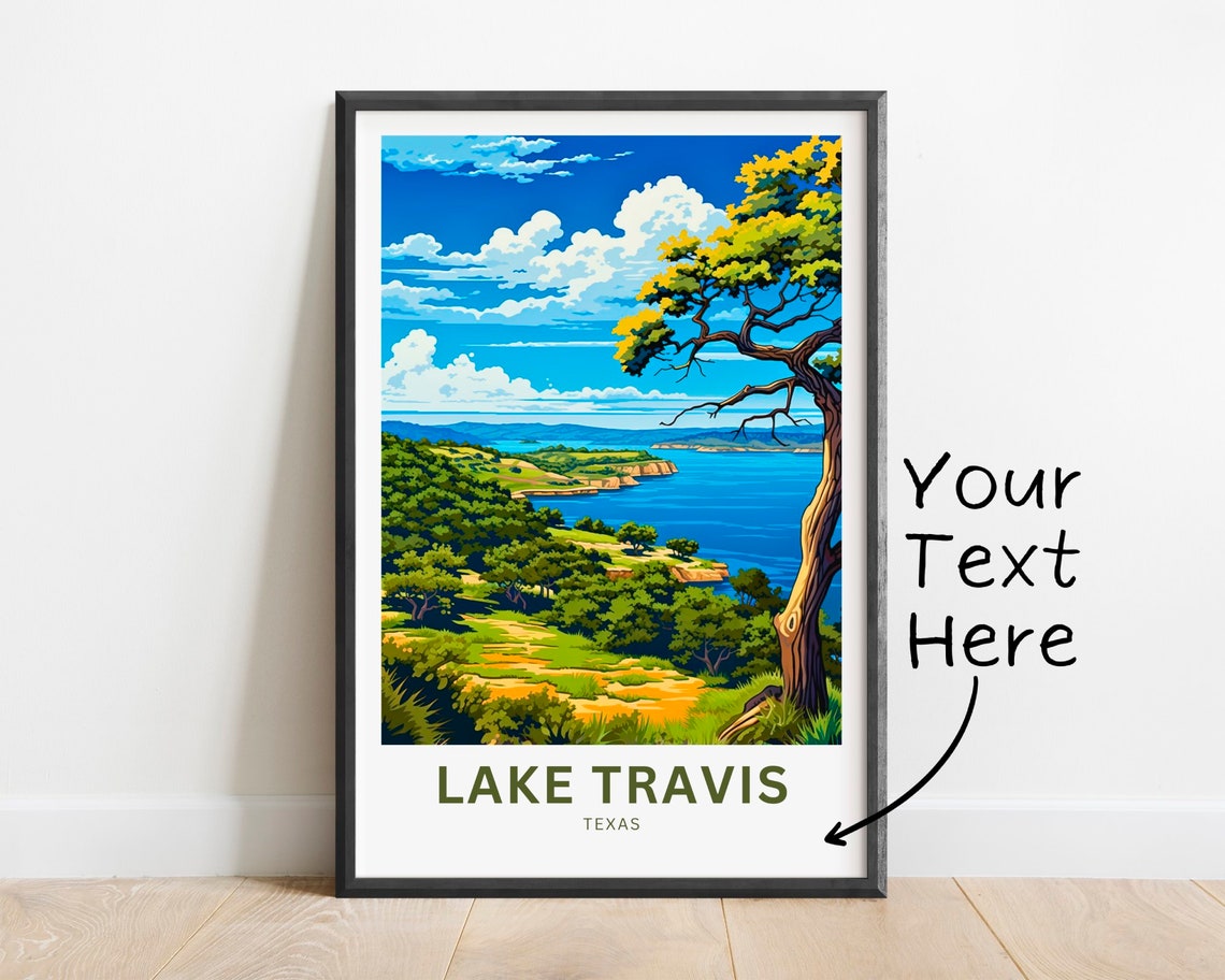 Lake Travis Texas Hill Country View Personalized Travel Poster
