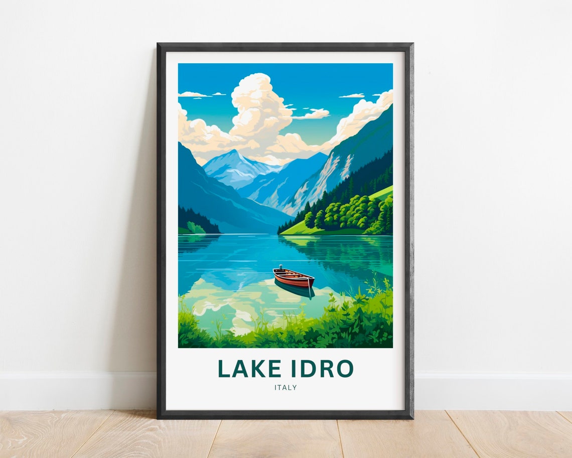 Serene Lake Idro Italy Alpine Lake Rowboat Calm Turquoise Poster