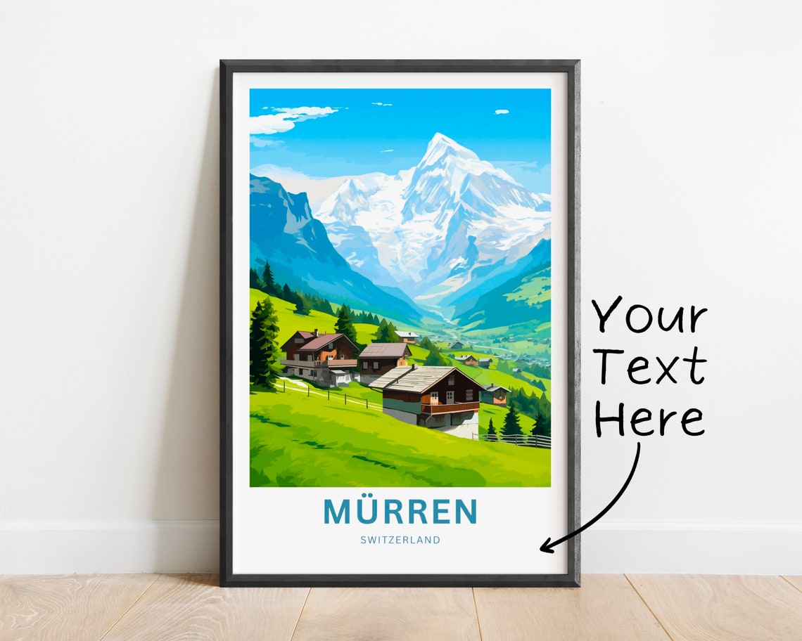 Personalized Murren Switzerland Alpine Meadow Custom Text Poster